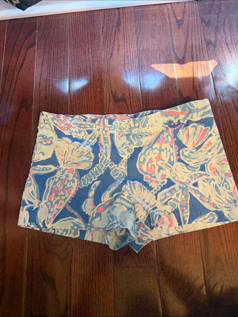Girls Lilly Pulitzer Tropical Print Blue and Cream Shorts